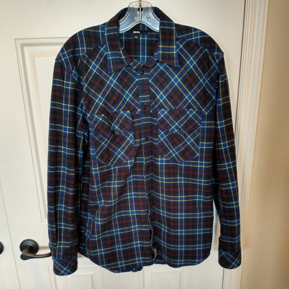 Diesel Men's Plaid Flannel Button-up Shirt Size M